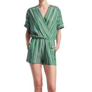 Maje Sage Short Sleeve Striped Romper